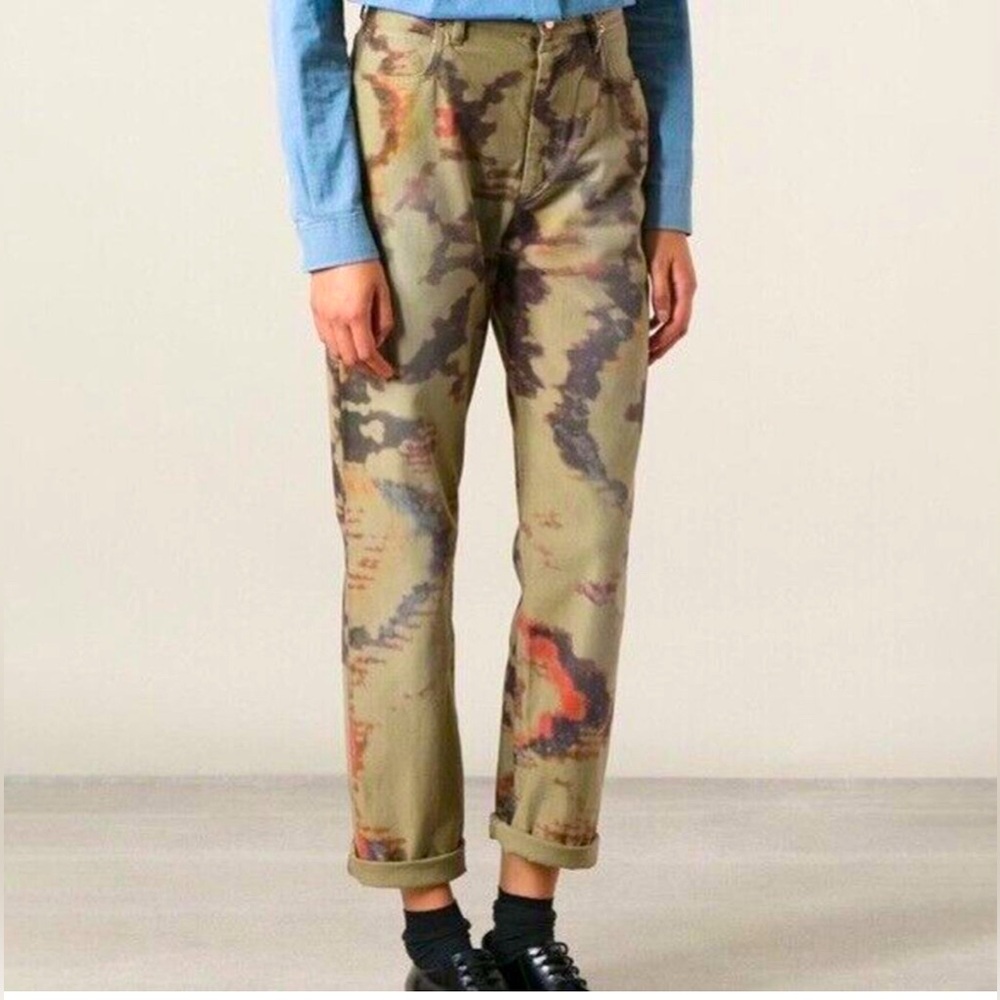 Isabel Marant Etoile Tie Dye Boyfriend Jeans Southwestern Indie Boho Sz FR 40/8